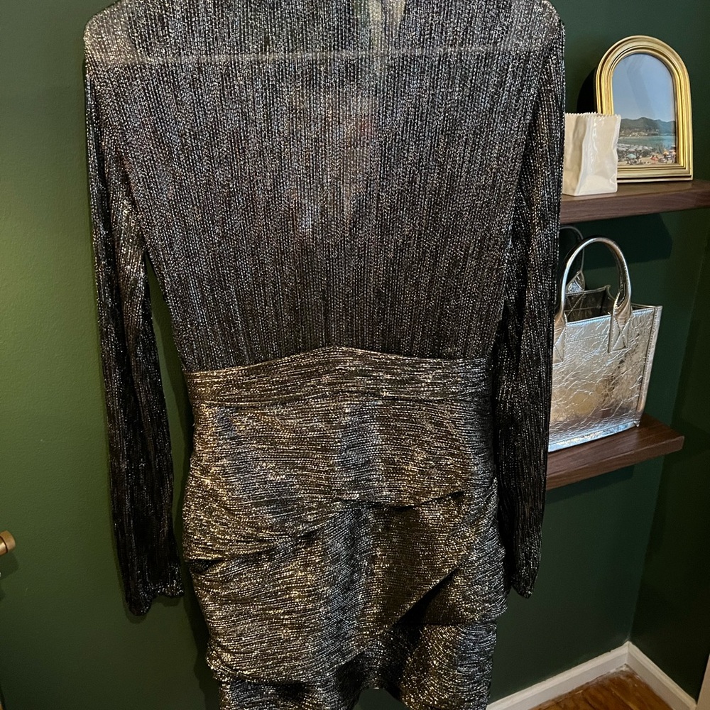 MAJE Metallic mini silver dress - Picture 3 of 4